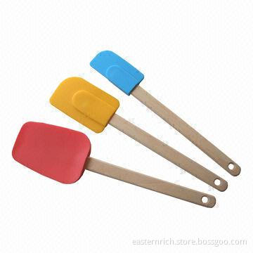 3pcs set of silicone spatula, wooden handle